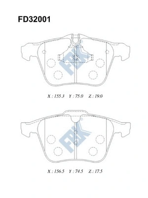 Kit de plaquettes de frein, frein à disque FBK FD32001