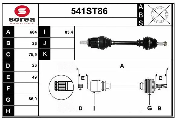 Arbre de transmission STARTCAR 541ST86