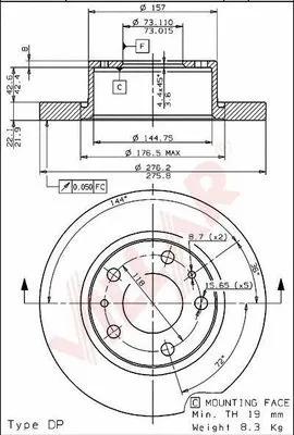 Disque de frein VILLAR 628.1516