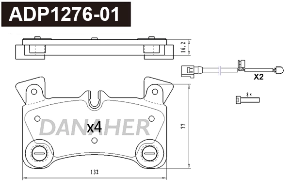 Kit de plaquettes de frein, frein à disque DANAHER ADP1276-01