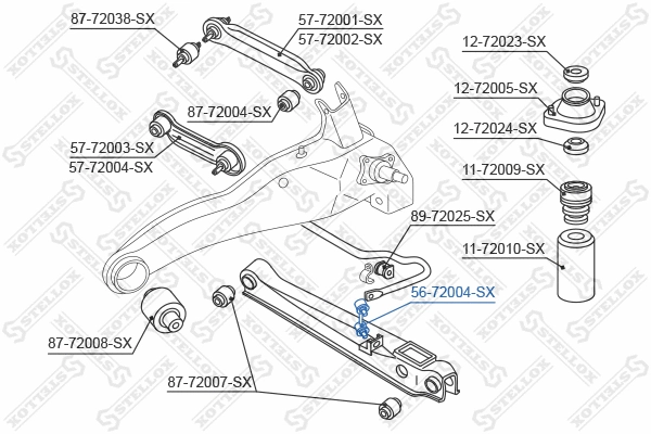 Entretoise/tige, stabilisateur STELLOX 56-72004-SX
