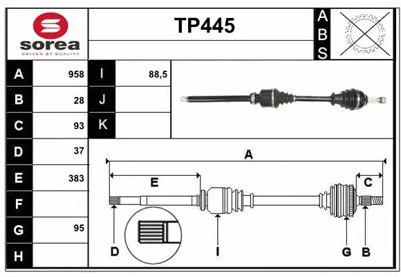 Arbre de transmission SERA TP445