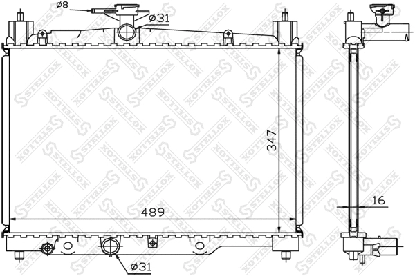 Radiateur, refroidissement du moteur STELLOX 10-25402-SX