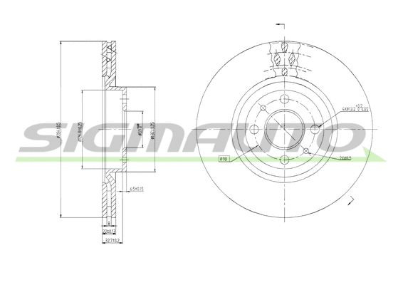 Disque de frein SIGMAUTO DBA252V