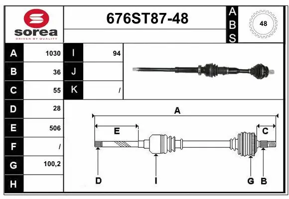 Arbre de transmission STARTCAR 676ST87-48