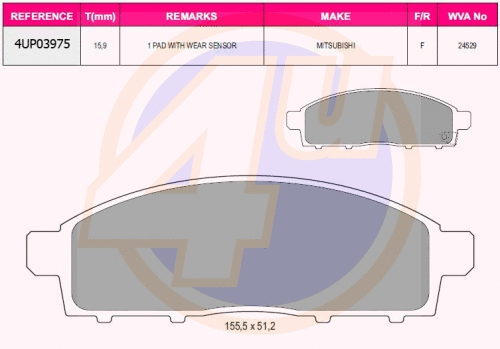 Kit de plaquettes de frein, frein à disque 4u 4UP03975