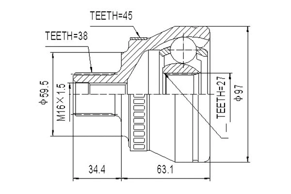 Jeu de joints, arbre de transmission DYNAMATRIX DCV803019