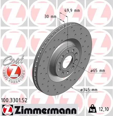 Disque de frein ZIMMERMANN 100.3301.52