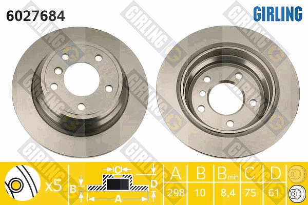 Disque de frein GIRLING 6027684
