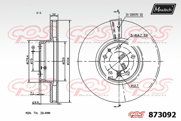 Disque de frein MAXTECH 873092