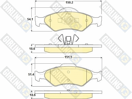 Kit de plaquettes de frein, frein à disque GIRLING 6114182