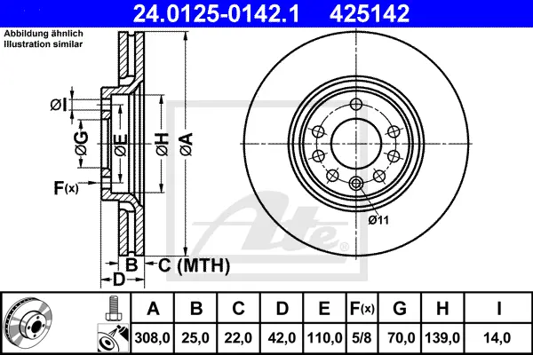 Disque de frein ATE-APAC 24.0125-0142.1