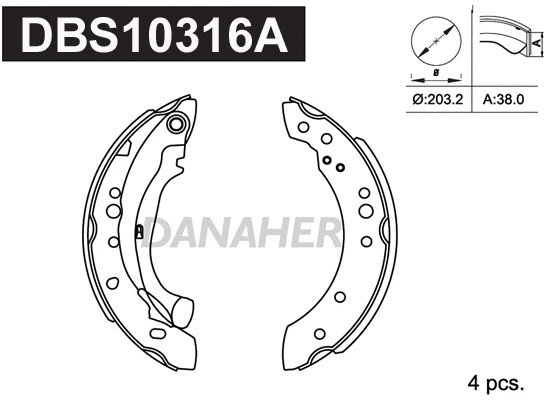 Jeu de mâchoires de frein DANAHER DBS10316A