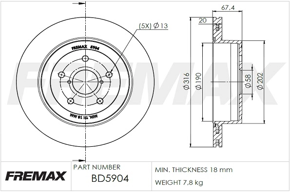 Disque de frein FREMAX BD-5904
