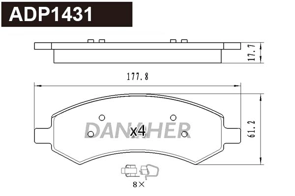 Kit de plaquettes de frein, frein à disque DANAHER ADP1431