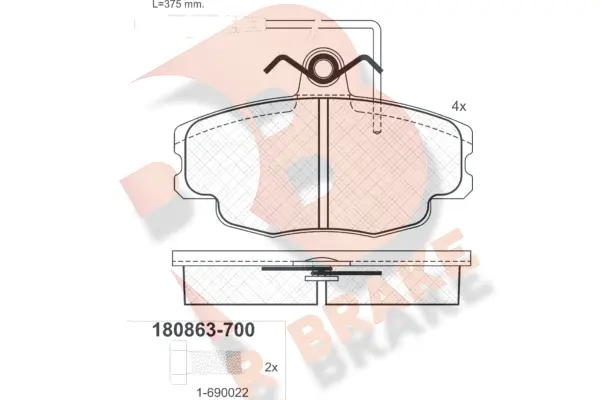 Kit de plaquettes de frein, frein à disque R BRAKE RB0863-700