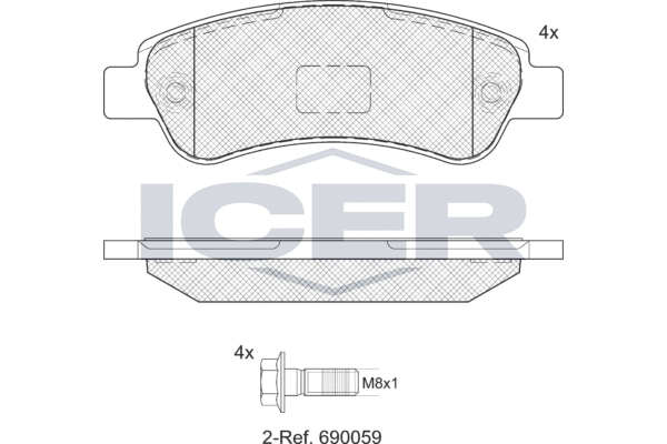 Kit de plaquettes de frein, frein à disque ICER LM1804