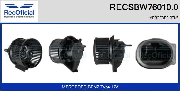 Pulseur d'air habitacle RECOFICIAL RECSBW76010.0