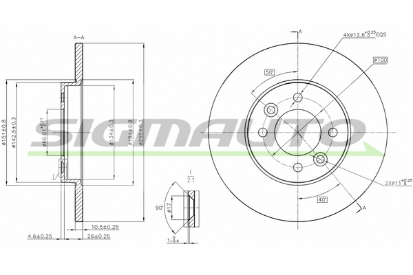 Disque de frein SIGMAUTO DBA361S