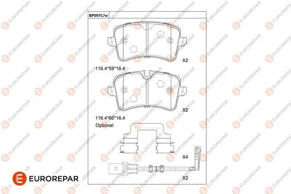 Kit de plaquettes de frein, frein à disque EUROREPAR 1681212080