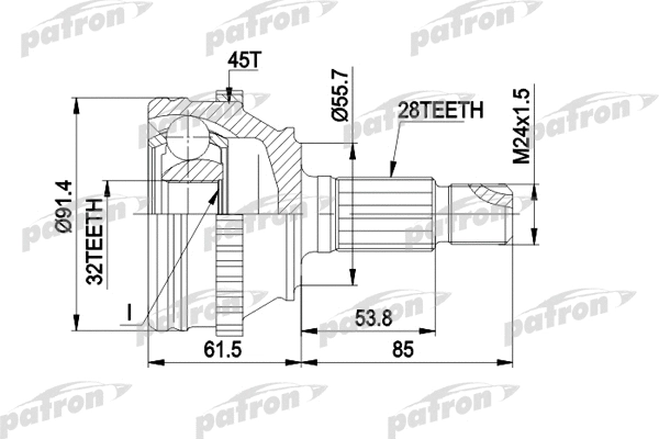 Jeu de joints, arbre de transmission PATRON PCV1090
