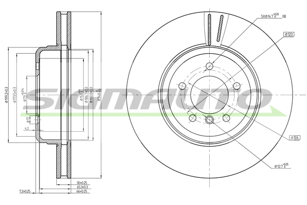 Disque de frein SIGMAUTO DBC616V