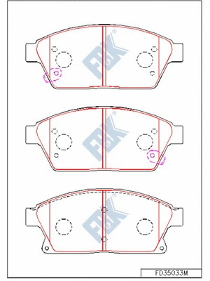 Kit de plaquettes de frein, frein à disque FBK FD35033M