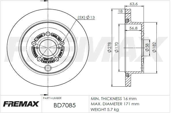 Disque de frein FREMAX BD-7085
