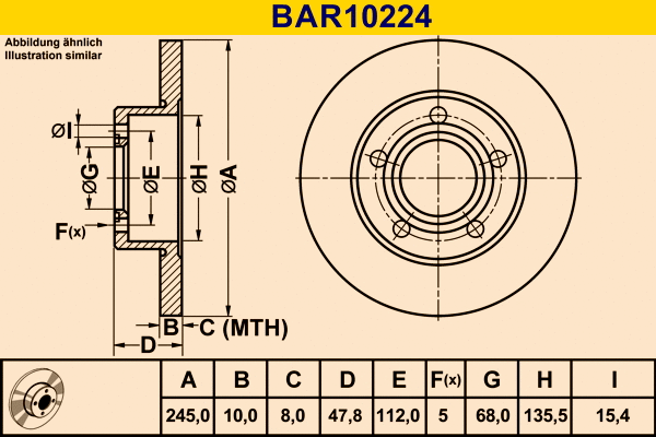 Disque de frein BARUM BAR10224