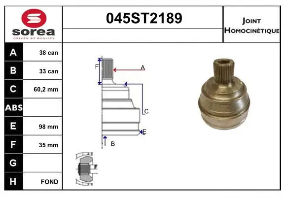 Jeu de joints, arbre de transmission STARTCAR 045ST2189