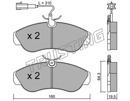 Kit de plaquettes de frein, frein à disque TRUSTING 158.1