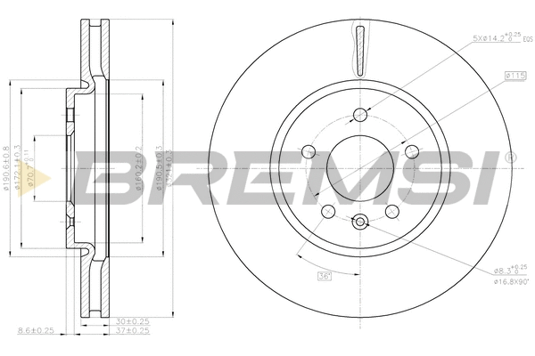 Disque de frein BREMSI CD8191V