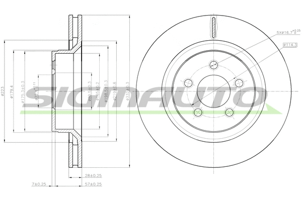 Disque de frein SIGMAUTO DBC145V