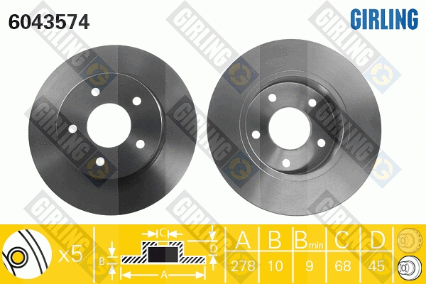 Disque de frein GIRLING 6043574