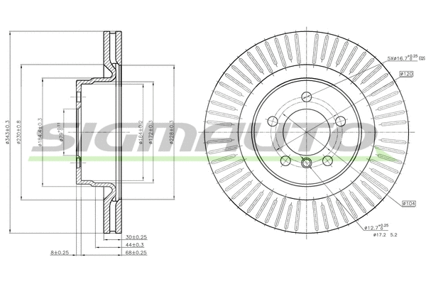 Disque de frein SIGMAUTO DBB436V