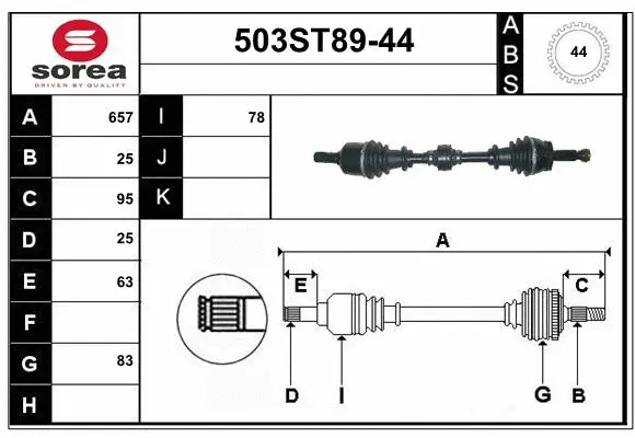 Arbre de transmission STARTCAR 503ST89-44