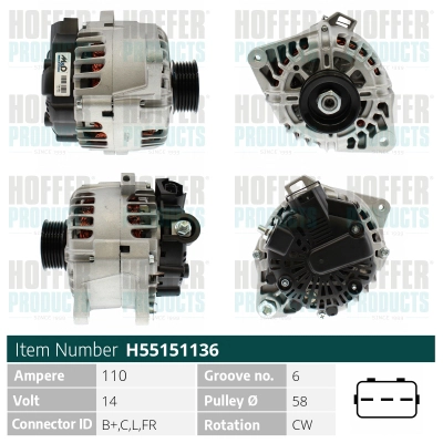 Alternateur HOFFER H55151136
