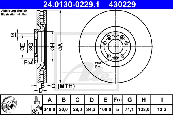 Disque de frein ATE-APAC 24.0130-0229.1