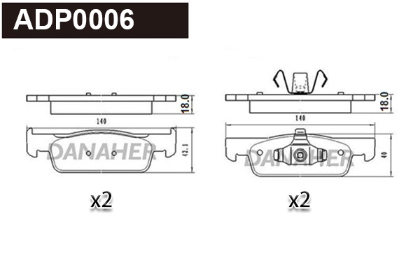 Kit de plaquettes de frein, frein à disque DANAHER ADP0006
