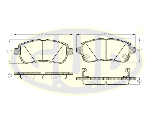 Kit de plaquettes de frein, frein à disque G.U.D. GBP128102