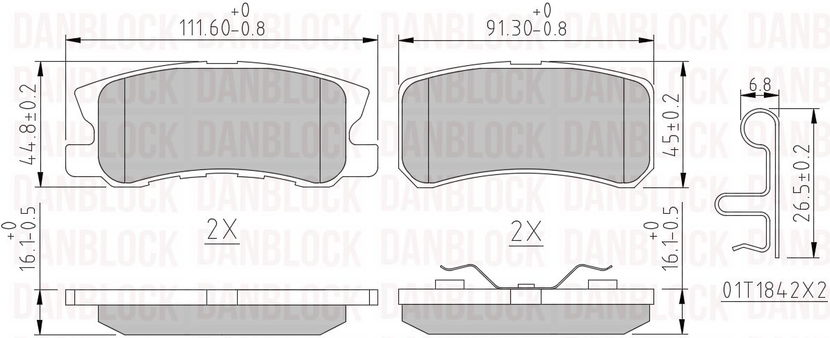 Kit de plaquettes de frein, frein à disque DANBLOCK DB 510622