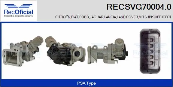 Vanne EGR RECOFICIAL RECSVG70004.0