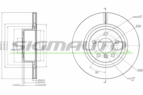 Disque de frein SIGMAUTO DBC038V