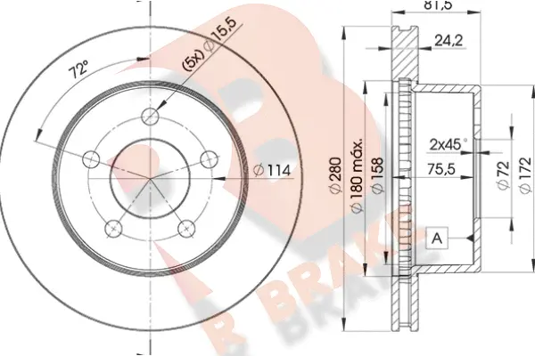 Disque de frein R BRAKE 78RBD15115