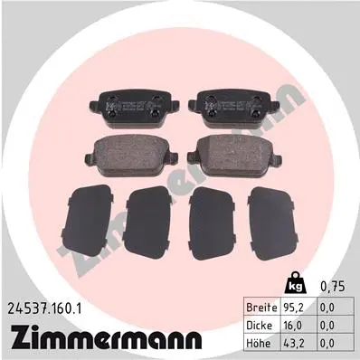 Kit de plaquettes de frein, frein à disque ZIMMERMANN 24537.160.1