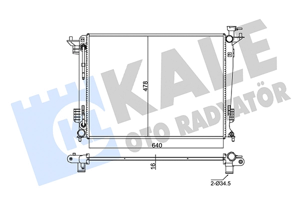 Radiateur, refroidissement du moteur KALE OTO RADYATÖR 347805