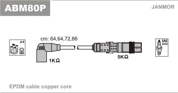 Kit de câbles d'allumage JANMOR ABM80P