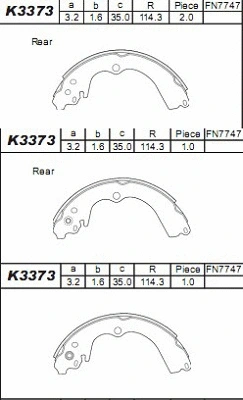 Jeu de mâchoires de frein ASIMCO K3373