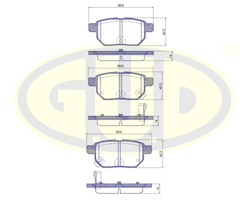 Kit de plaquettes de frein, frein à disque G.U.D. GBP128602