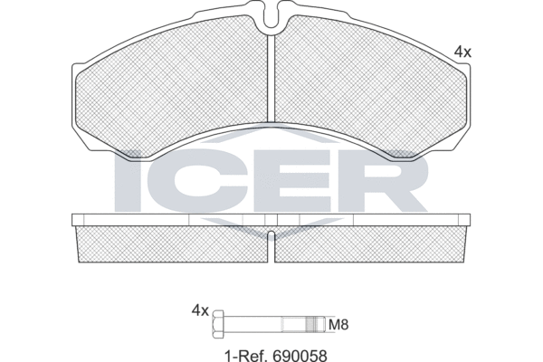 Kit de plaquettes de frein, frein à disque ICER LM1208